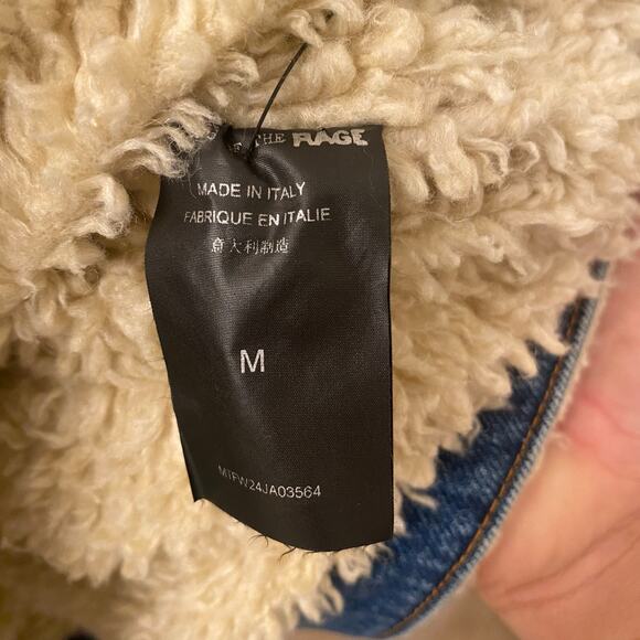 Members Of The Rage by Kid Cudi Denim Sherpa Trucker Jacket Made in Italy Size M - Picture 9 of 10